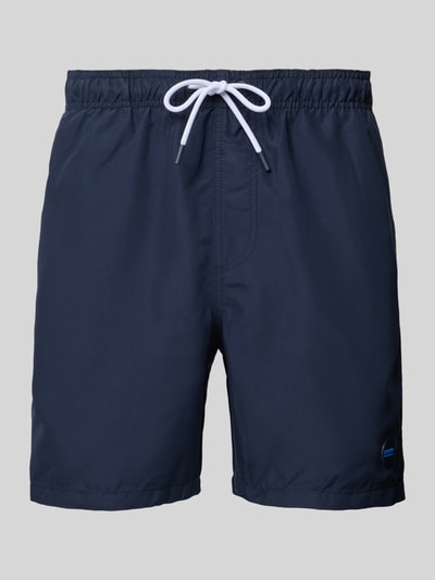 Shiwi Regular fit zwembroek met labelpatch, model 'Mike' Donkerblauw - 1