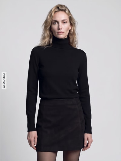 Jake*s Collection Regular Fit Rollkragenpullover aus Viskose-Mix Black 4
