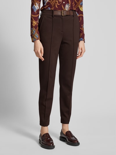 Lauren Ralph Lauren Regular fit stoffen broek met vaste persplooien, model 'SANNA' Donkerbruin - 4