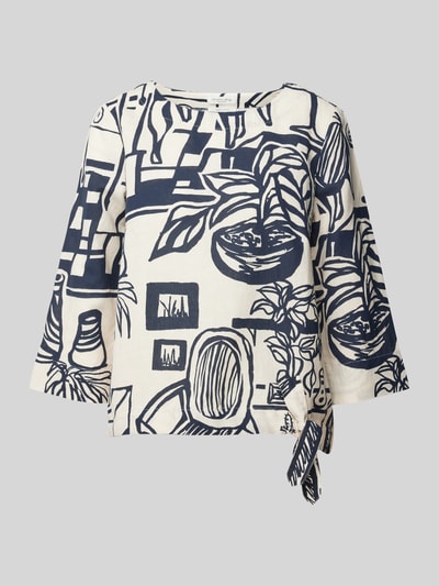 Christian Berg Woman Regular Fit Leinenbluse mit Knotendetail Dunkelblau 2