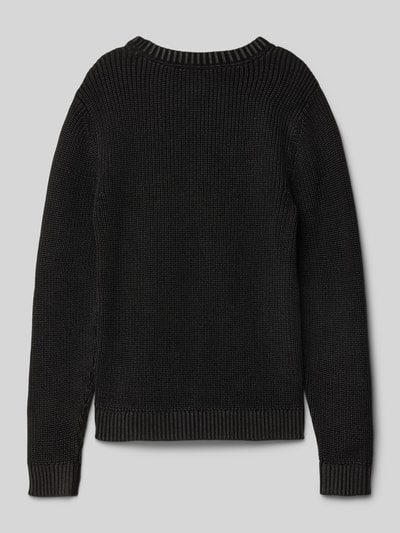 s.Oliver RED LABEL Sweter z dzianiny o kroju regular fit z czystej bawełny z efektem melanżu Czarny 3