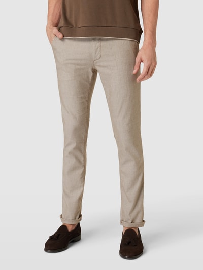 BOSS Orange Slim fit chino in gemêleerde look Beige - 4