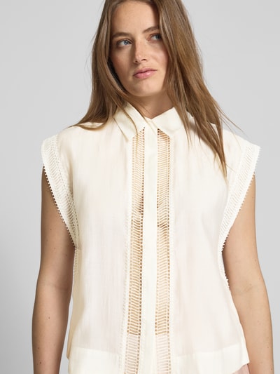 Copenhagen Muse Blouse met kapmouwen en blinde knoopsluiting, model 'MOLLY' Offwhite - 3