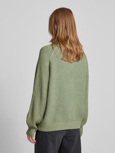 Tom Tailor Loose Fit Strickpullover mit gestreiftem Ripp-Muster Hellgruen 5