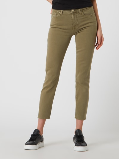 7 For All Mankind Cropped Slim Fit Jeans mit Stretch-Anteil Modell 'Roxanne' Khaki 4