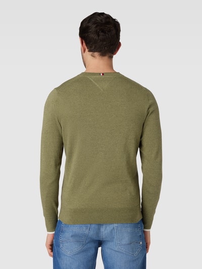 Tommy Hilfiger Gebreide pullover met labelstitching Olijfgroen - 5