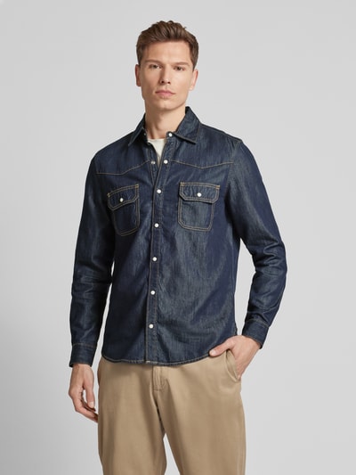 s.Oliver RED LABEL Regular Fit Jeanshemd aus Baumwoll-Mix im Western-Stil Dunkelblau 4