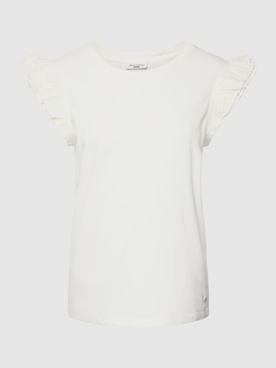 Marc O'Polo DENIM T-shirt z czystej bawełny z falbanami Złamany biały 2