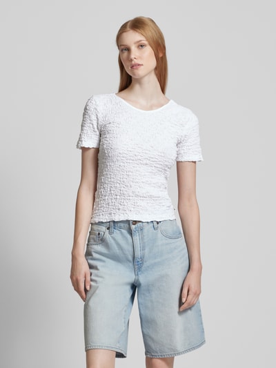 Tom Tailor Denim T-Shirt in Crinkle-Optik Weiss 4