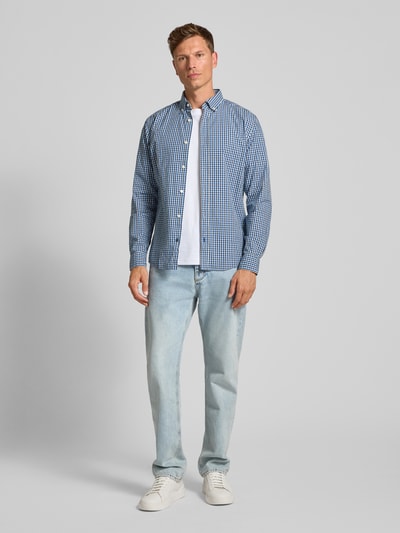 OLYMP Level Five Regular fit vrijetijdsoverhemd met button-downkraag Marineblauw - 1