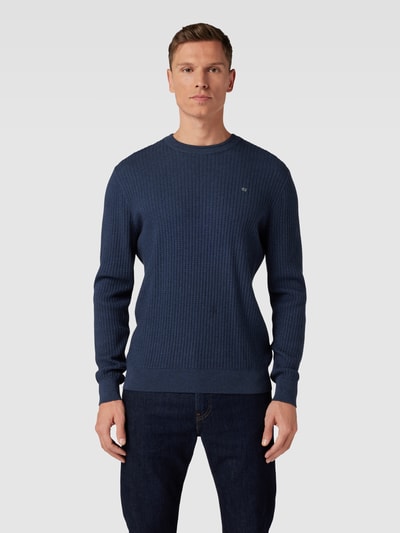 Christian Berg Men Strickpullover mit Strukturmuster Metallic Blue Melange 4