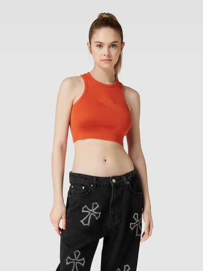 Review Crop Top mit Strasssteinbesatz Dunkelorange 4