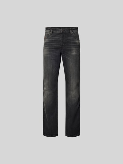 Produktfoto, Jeans mit 5-Pocket-Design von Diesel in Schwarz-Grau, Baumwoll-Elasthan-Mix, Gerader-Schnitt, Label-Detail, 82 cm Innenbeinlänge, 45 cm Bundweite bei Größe 32