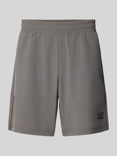 Produktfoto, Shorts mit Logo von EA7 Emporio Armani in Grau, elastischer Bund, Regular Fit, glatte Textur, Vorderansicht