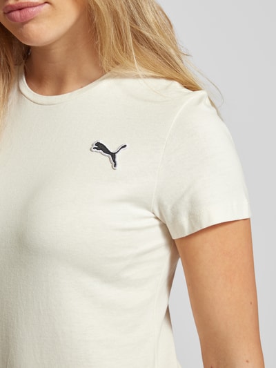 Puma T-shirt z wyhaftowanym logo Złamany biały 3