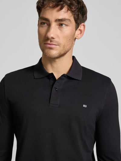 Christian Berg Men Poloshirt met labelstitching  Zwart - 3