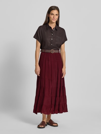 Apricot Maxirok in laagjeslook met riem Bordeaux - 1