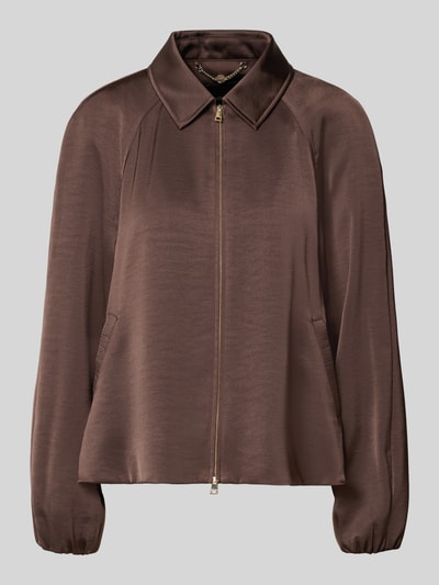 Marc Cain Jacke aus Satin mit Zweiwege-Reißverschluss Dunkelbraun 2