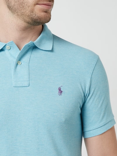 Polo Ralph Lauren Slim Fit Poloshirt mit Label-Stitching Blau Melange 3