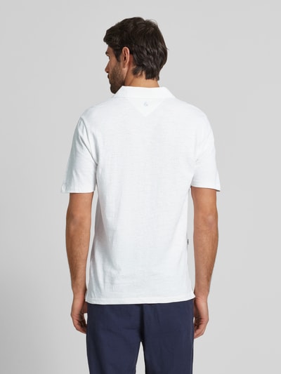 Colours & Sons Slim Fit Poloshirt aus Baumwoll-Leinen-Mix Weiss 5