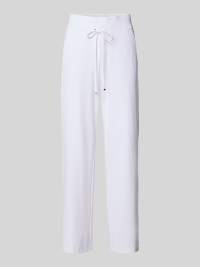 Produktfoto, weiße Straight Leg Jogpants aus Hightech Jersey Modell 'CANDICE' von Raffaello Rossi, elastischer Bund mit Schnürung, glatte Oberfläche, Damen Jogpants