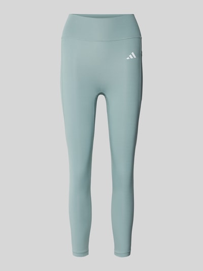 Productfoto, Leggings met logo en elastische tailleband van adidas Sportswear, vrouwelijk model, stretchmateriaal, lichtblauw, nauwsluitende pasvorm.