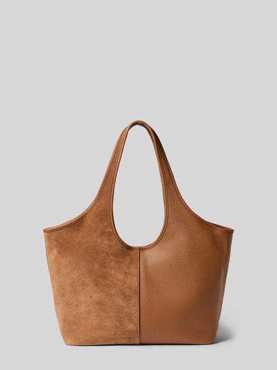 Produktfoto, Tote Bag mit Logo-Applikation Modell 'Henly' von MICHAEL Michael Kors in Braun, Velours- und Glattleder, Magnetverschluss, 51x32x14 cm, Schulterriemen 55 cm, Innenfach mit Reißverschluss