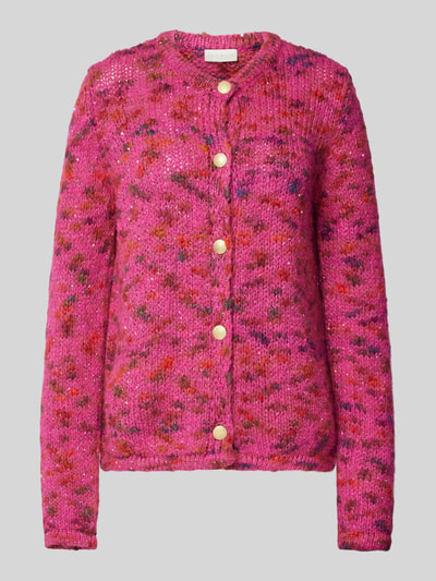 Milano Italy Strickjacke mit gerippten Abschlüssen Pink 2