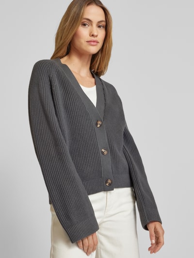 Jake*s Casual Strickjacke mit V-Ausschnitt Dunkelgrau 3