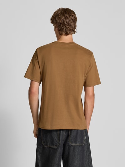 REVIEW T-shirt met logo en ronde hals Middenbruin - 5