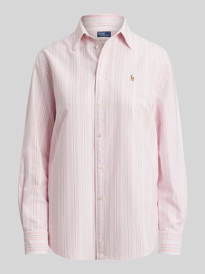 Productfoto, Regular Fit Hemdbluse aus reiner Baumwolle von Polo Ralph Lauren met all-over streeppatroon, logo-stiksel, lange mouwen, overhemdkraag, knoopsluiting in Oxford katoen.