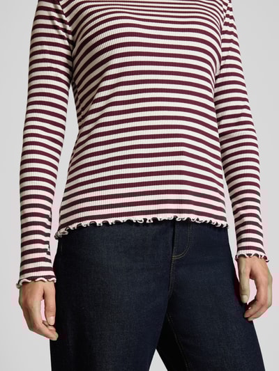 Vila Shirt met lange mouwen en ronde hals, model 'THESSA' Prune - 3