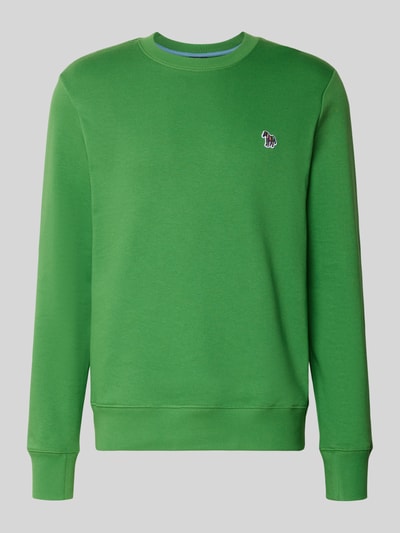 Produktfoto, Regular Fit Sweatshirt mit Rundhalsausschnitt von PAUL SMITH in kräftigem Grün, reine Baumwolle, sichtbare Stitching-Details