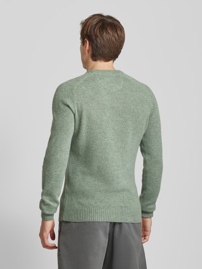 MCNEAL Strickpullover aus Lammwolle mit Label-Stitching Helltuerkis Melange 5