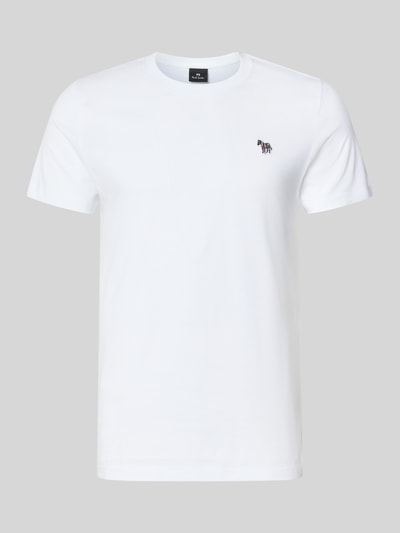 Produktfoto, Regular Fit T-Shirt aus reiner Baumwolle von Paul Smith in Weiß, Label-Stitching, Rundhalsausschnitt, glatte Textur