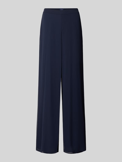 Produktfoto, Regular Fit Weite HOSE mit Tüllbesatz von Vera Mont für Damen in Dunkelblau, seidige Textur, Schnitt gerade
