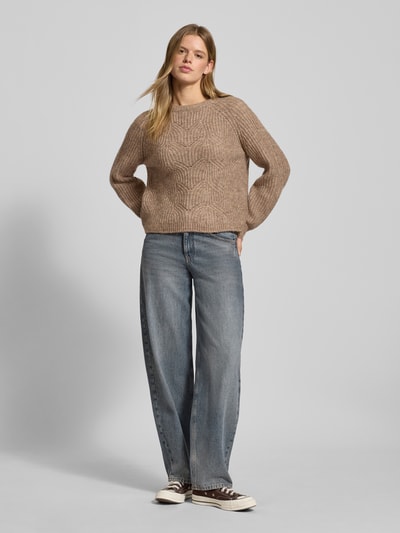 Only Relaxed Fit Strickpullover mit Woll-Anteil Modell 'GILA' Camel Melange 1