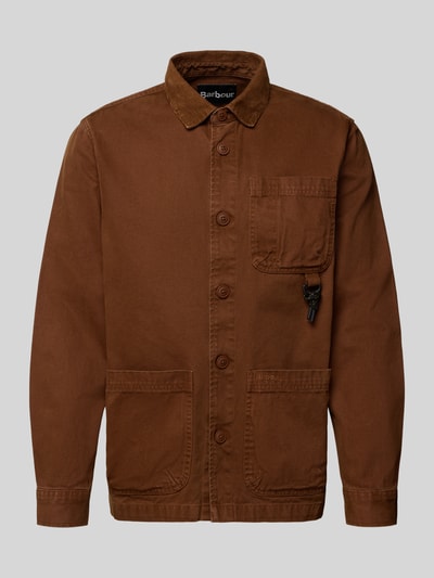 Produktfoto, Relaxed Fit Hemdjacke aus reiner Baumwolle von Barbour in Optik: Unifarben, Piqué-Materialverarbeitung, Brusttaschen und Knopfleiste