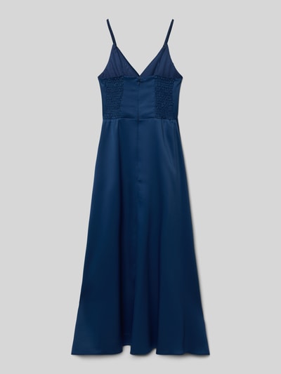 Productfoto, Regular Fit Abendkleid mit V-Ausschnitt van G.O.L., satijn, getailleerde pasvorm, verstelbare spaghettibandjes, geplooide details, ritssluiting, ruglengte maat 140: 115 cm, diepblauw, gladde textuur