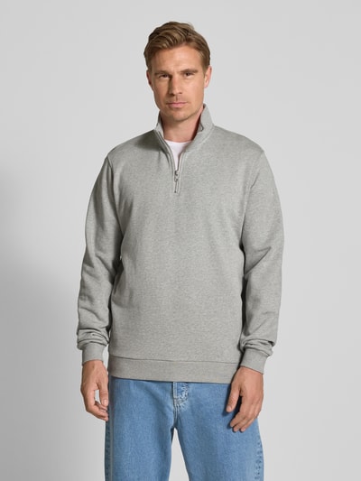 Les Deux Sweatshirt mit Troyer-Kragen Modell 'Norregaard' Hellgrau Melange 4