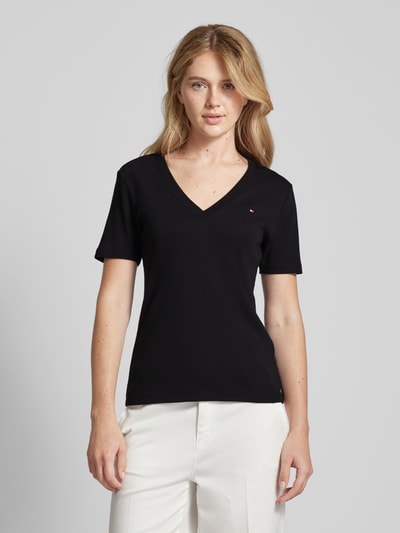 Tommy Hilfiger T-Shirt mit V-Ausschnitt Modell 'NEW SLIM CODY' Black 4