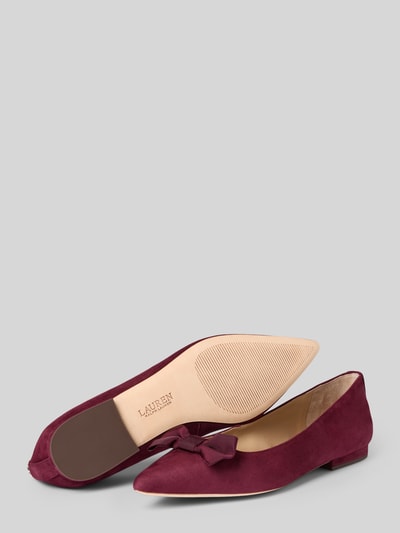 Lauren Ralph Lauren Ballerinas aus Leder mit Schleifen-Applikation Modell 'LONDYN' Dunkelrot 4