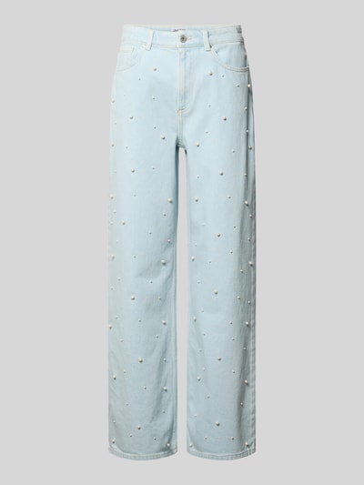 Produktfoto, Wide Leg Jeans mit Perlen von Jake*s Casual in Hellblau aus Reine Baumwolle mit Eingrifftaschen, Perlen-Besatz.