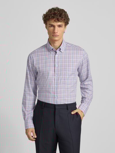 ETERNA Regular fit zakelijk overhemd van katoen met button-downkraag Rood - 4