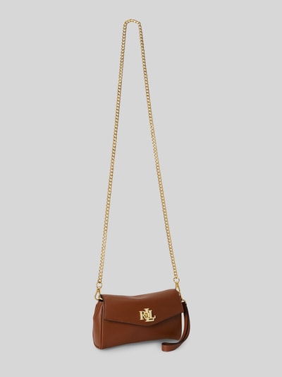 Lauren Ralph Lauren Schoudertas van echt leer met afneembare draagketting Cognac - 3