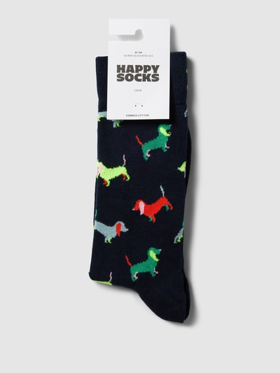 Happy Socks Socken mit Allover-Muster Modell 'Puppy Love' Marine 3