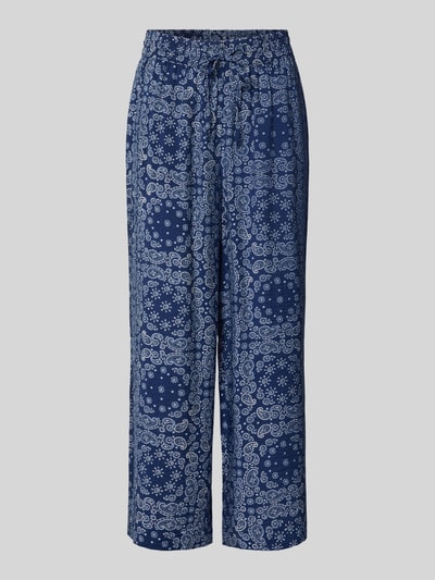 Produktfoto, Relaxed Fit Culotte aus Viskose-Mix von s.Oliver RED LABEL in Dunkelblau mit weißem Paisley-Muster und gerader Form