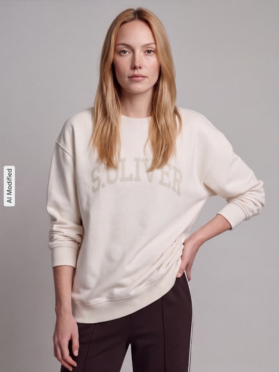 s.Oliver RED LABEL Relaxed Fit Sweatshirt aus Baumwoll-Mix - s.Oliver x Heidi Klum Ecru 4