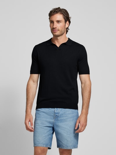 SELECTED HOMME Slim Fit Leinen-Poloshirt mit Umlegekragen Modell 'LAKE' Black 4