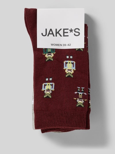 Jake*s Casual Socken im Allover-Look im 2er-Pack Bordeaux 3